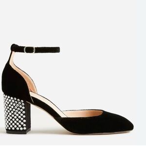 J Crew Velour Maisie Pump Black Size 8- New in Box
